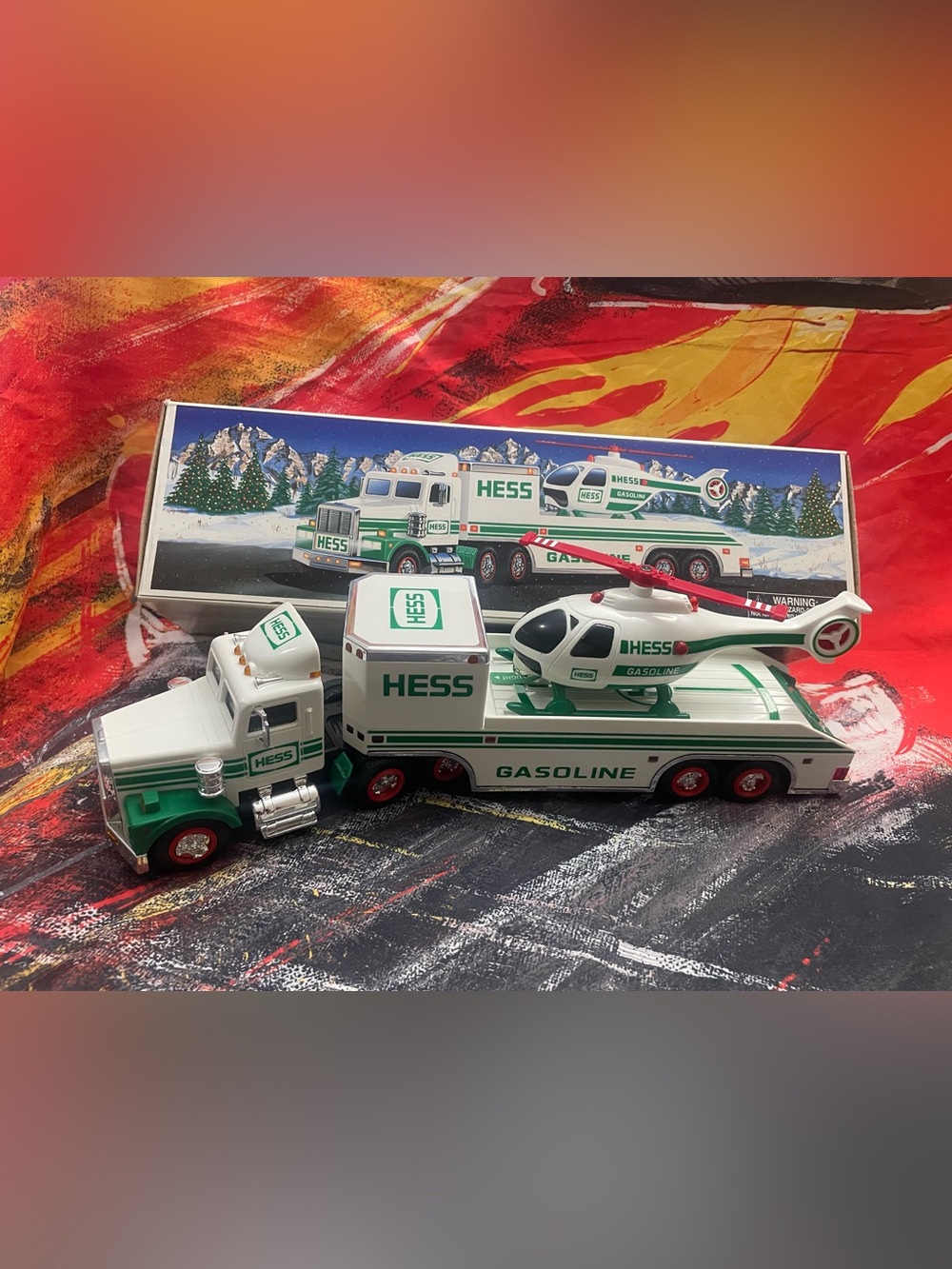 Vintage 1995 HESS Gasoline Truck & Helicopter NOS NEW In Original Box